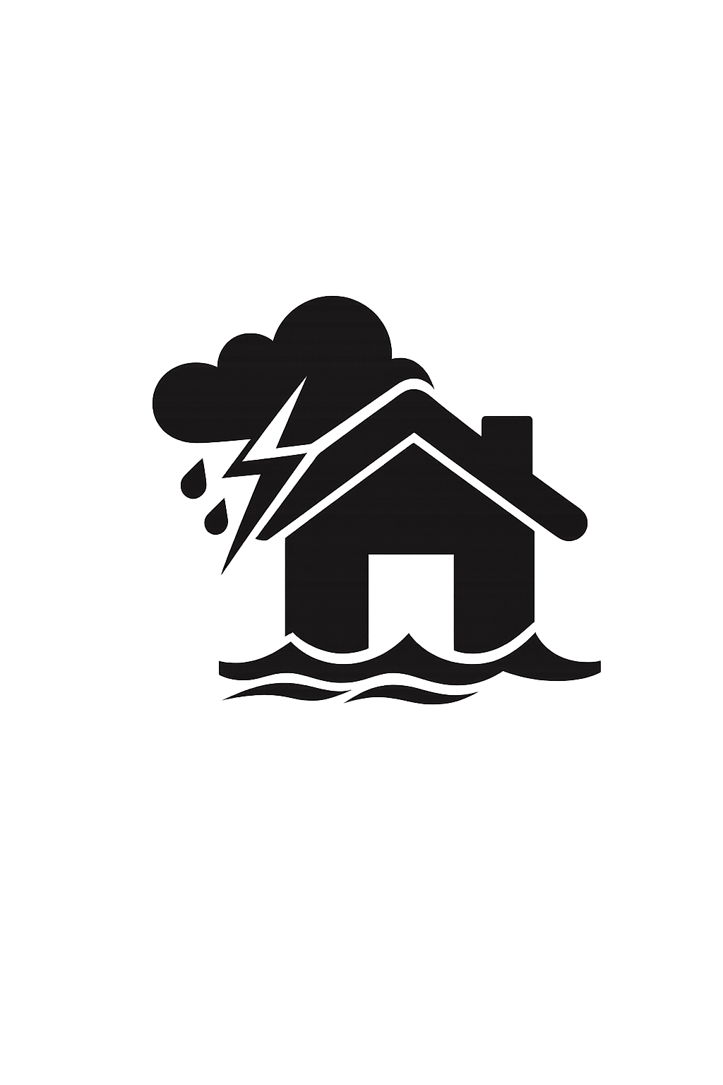 Icon for storm and disaster recovery services including water removal, fallen tree cleanup, and structural repairs.